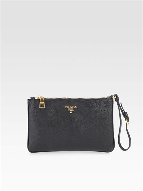 prada saffiano zip wristlet|farfetch prada.